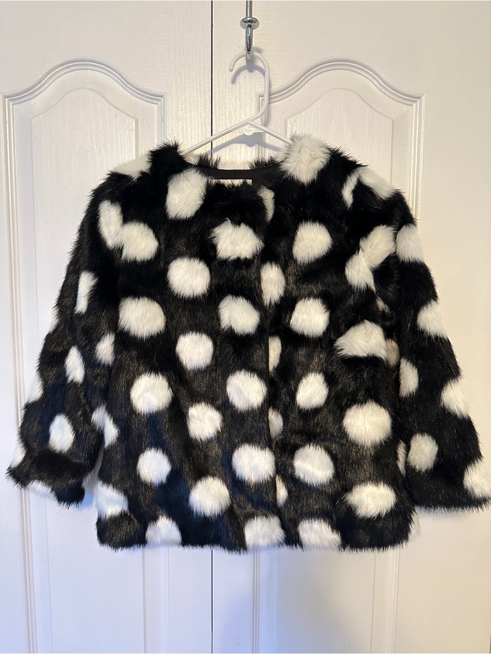 kate spade Black & White Faux Fur Coat